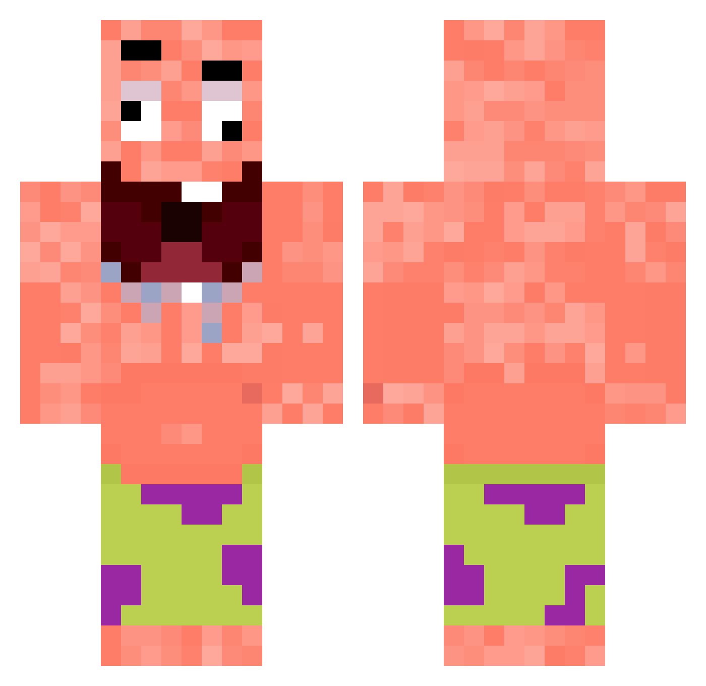 ToppoX Minecraft skin, front and back view