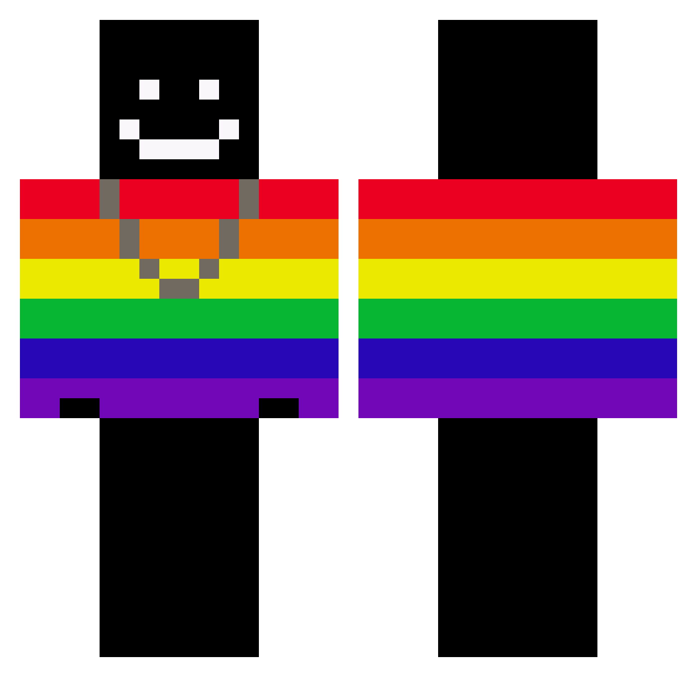 infsta Minecraft skin, front and back view