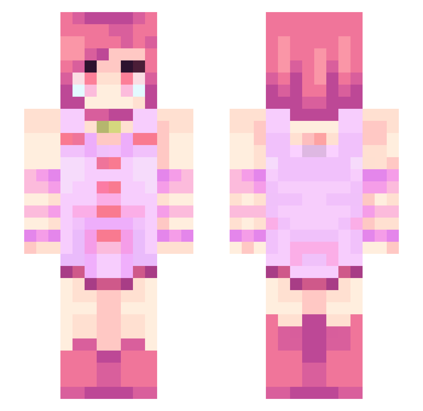 LunaraDemon Minecraft skin, front and back view