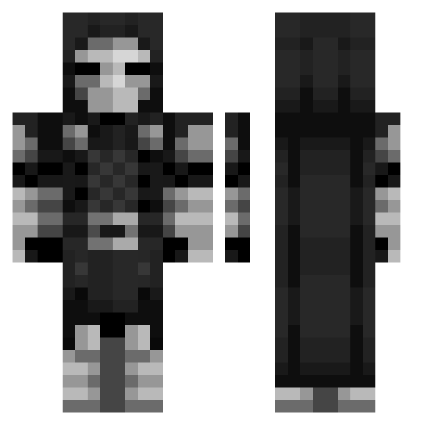Destix0 Minecraft skin, front and back view