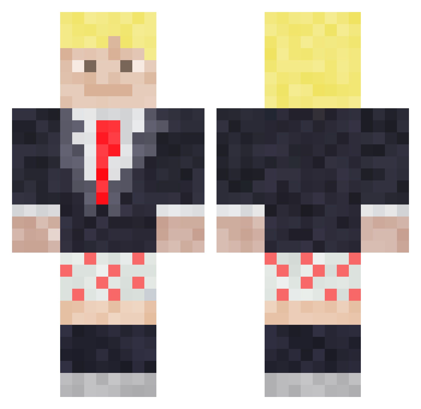BorisJohnson_UK Minecraft skin, front and back view