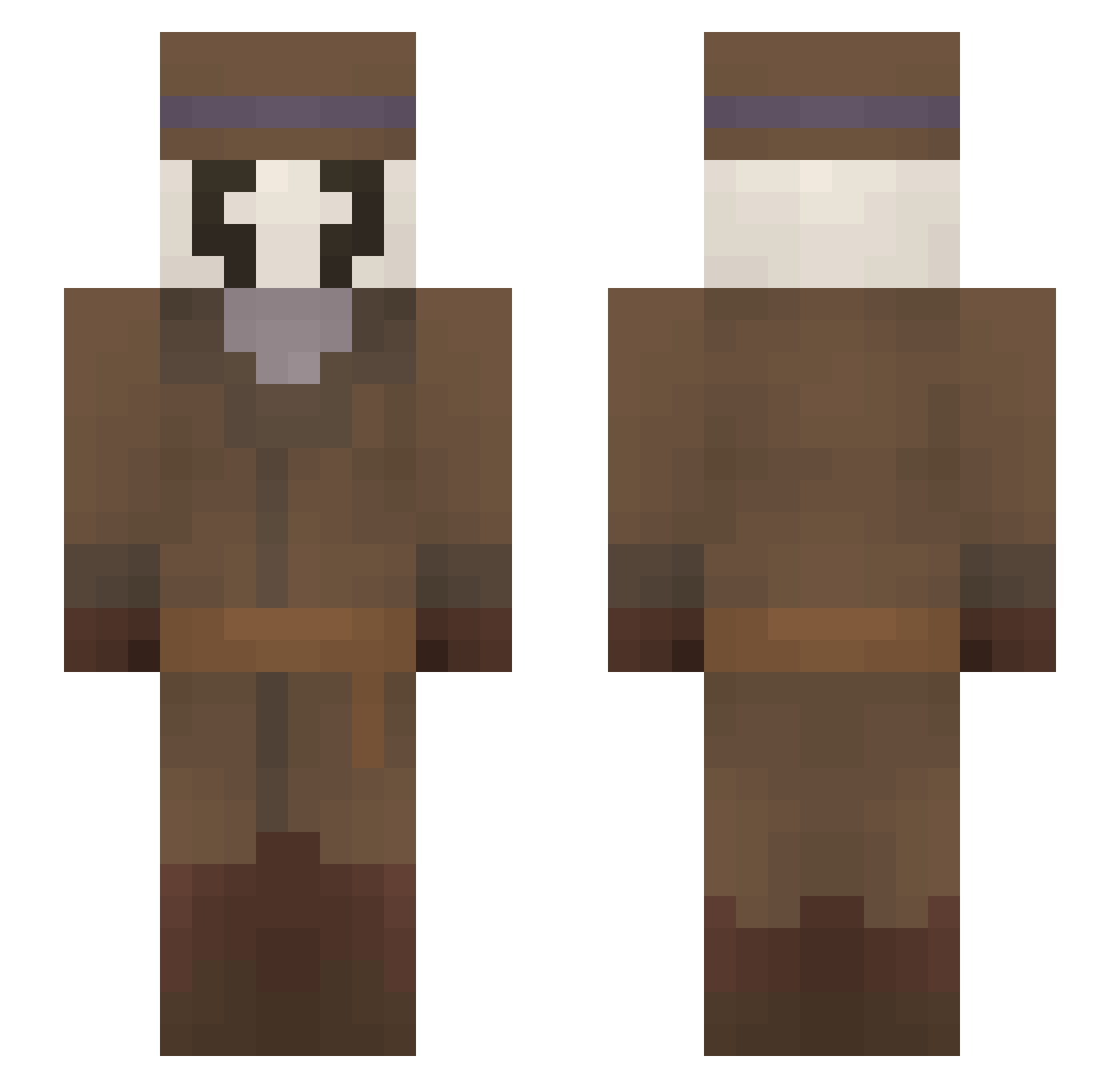 DarkBeach Minecraft skin, front and back view