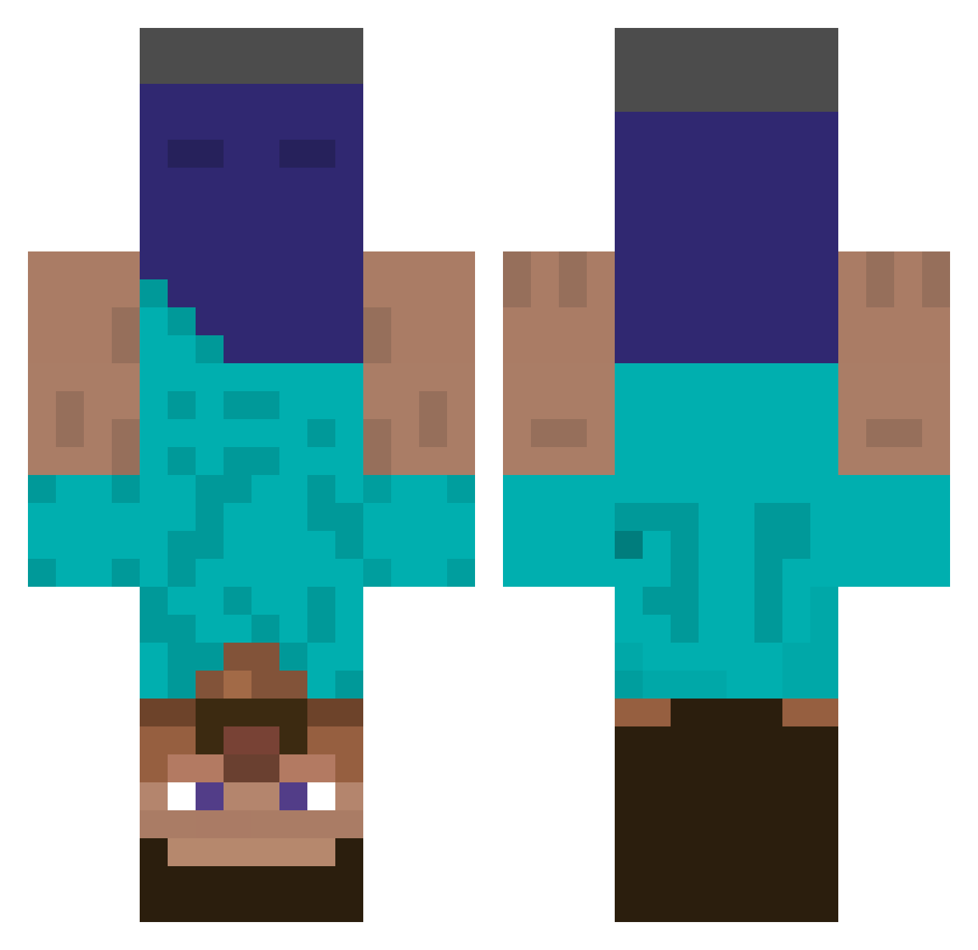 3wy4 Minecraft skin, front and back view