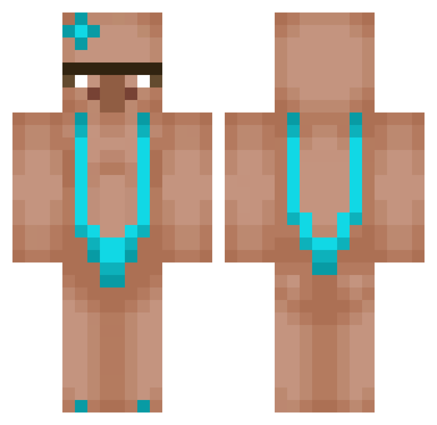 Mezza_QAC Minecraft skin, front and back view