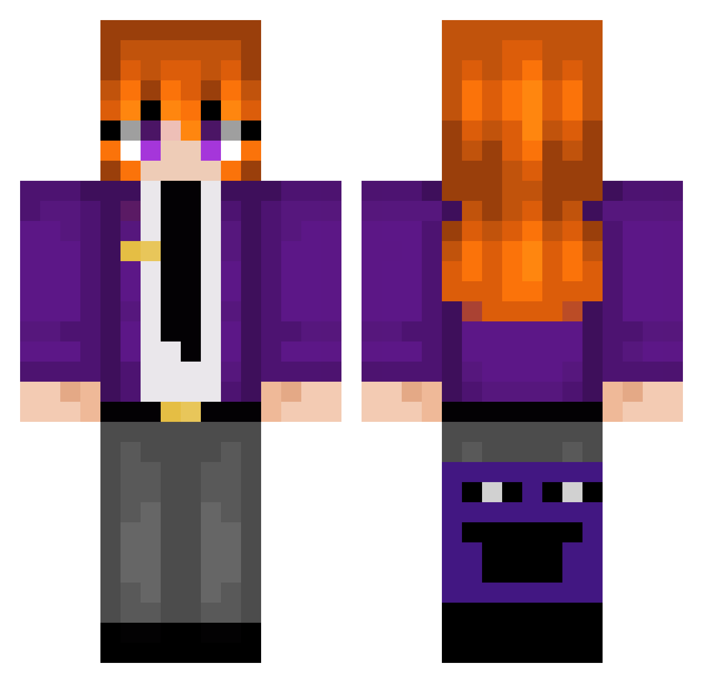 aolt Minecraft skin, front and back view