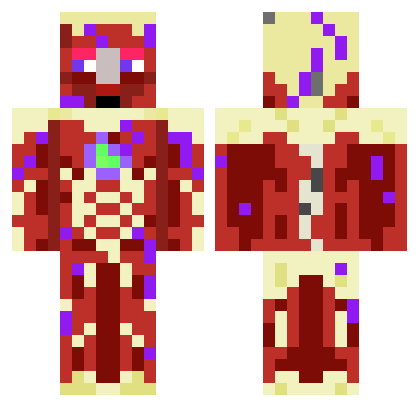fuzbek Minecraft skin, front and back view
