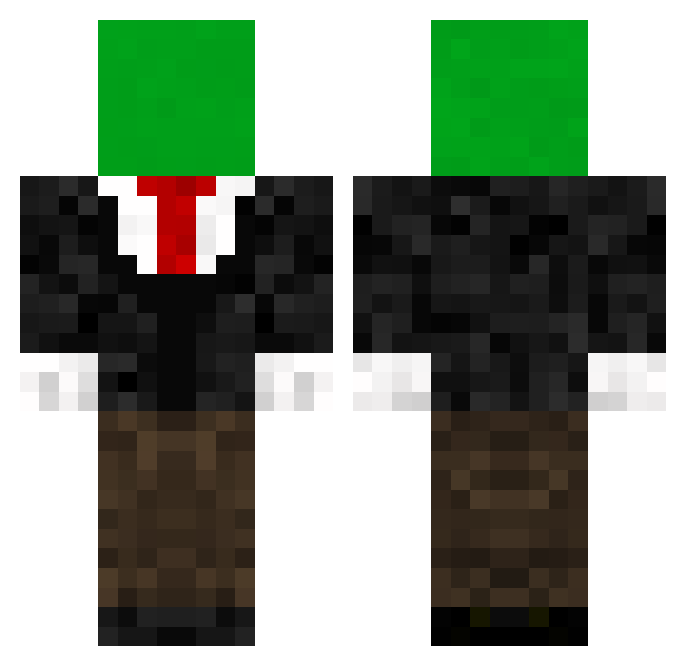 Morality Minecraft skin, front and back view