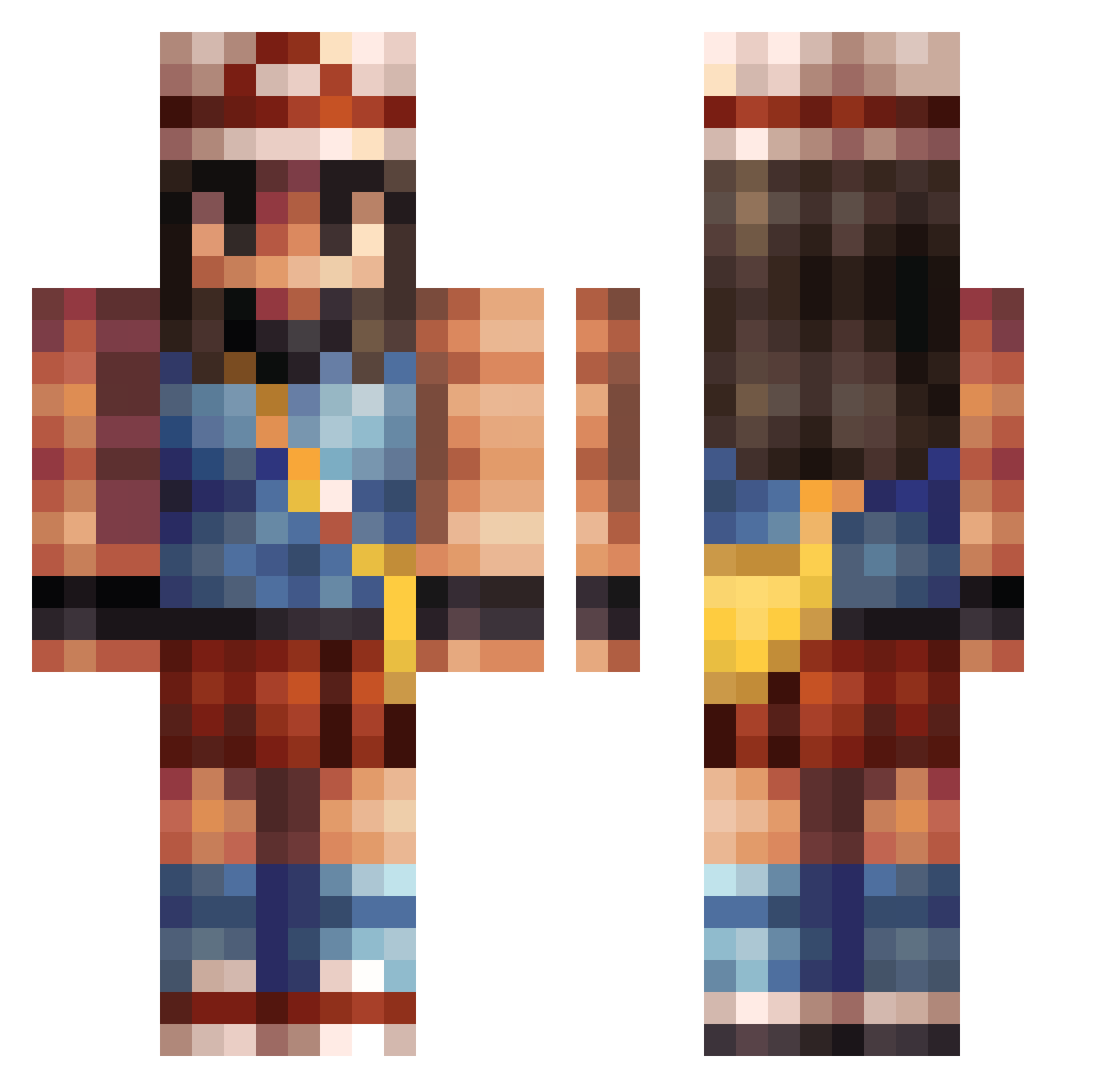 Mickzy94 Minecraft skin, front and back view