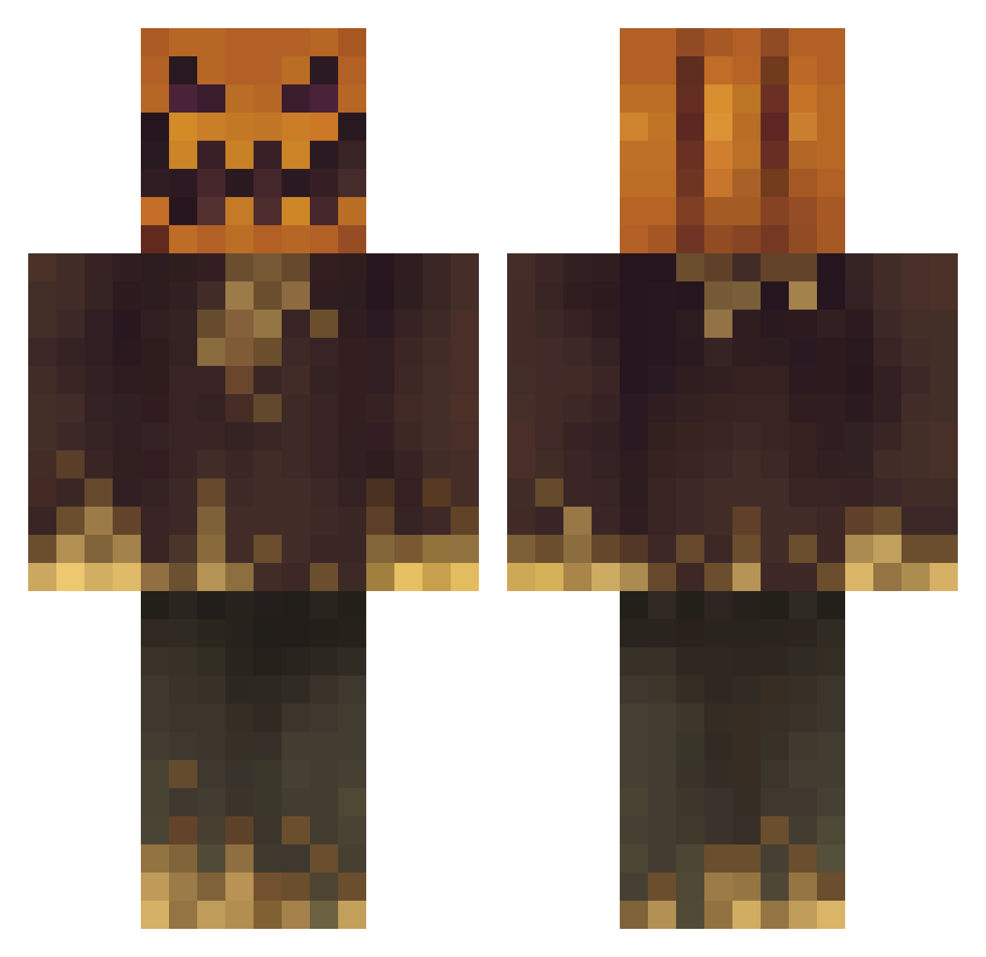 KungFurry Minecraft skin, front and back view