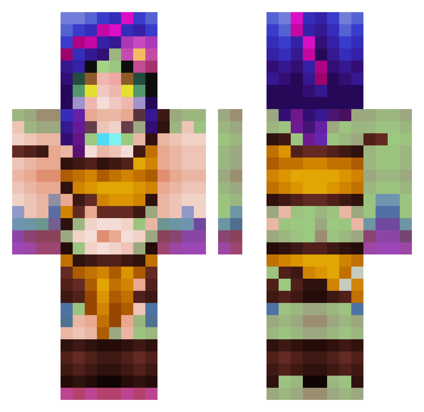 dayvishay Minecraft skin, front and back view
