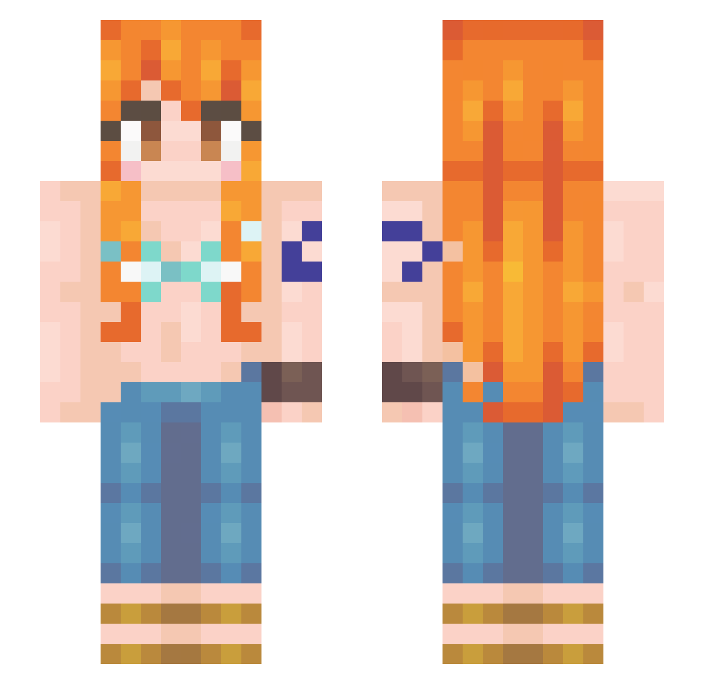 NaxidGaming Minecraft skin, front and back view