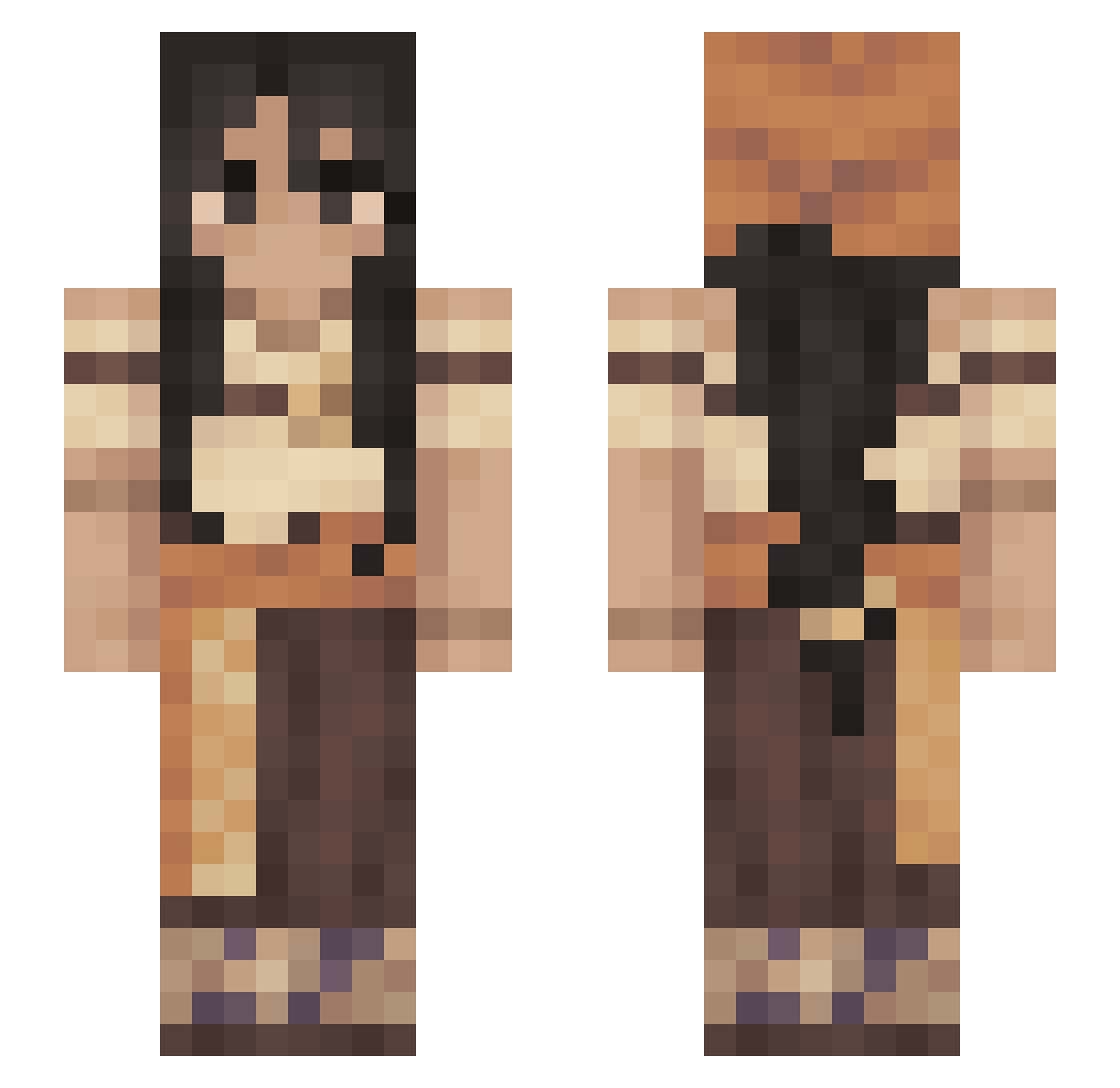 girasoles Minecraft skin, front and back view