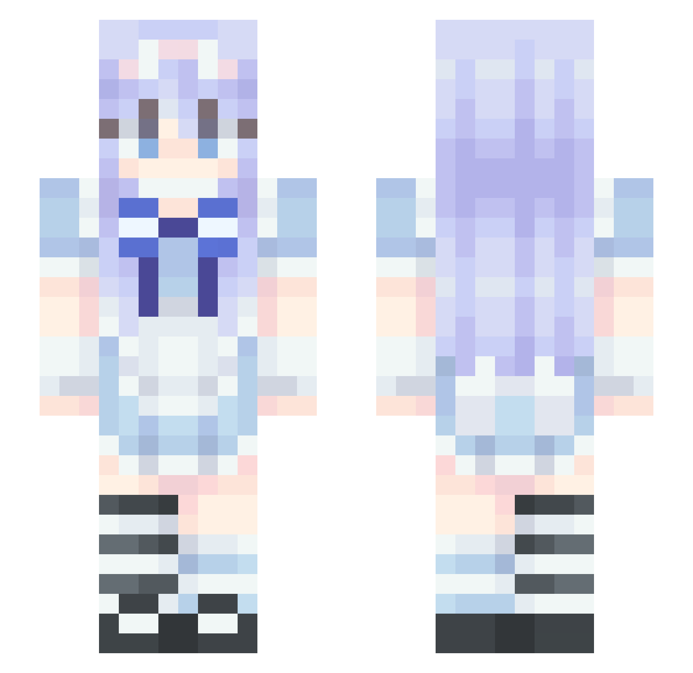 Karuha_4B6172 Minecraft skin, front and back view