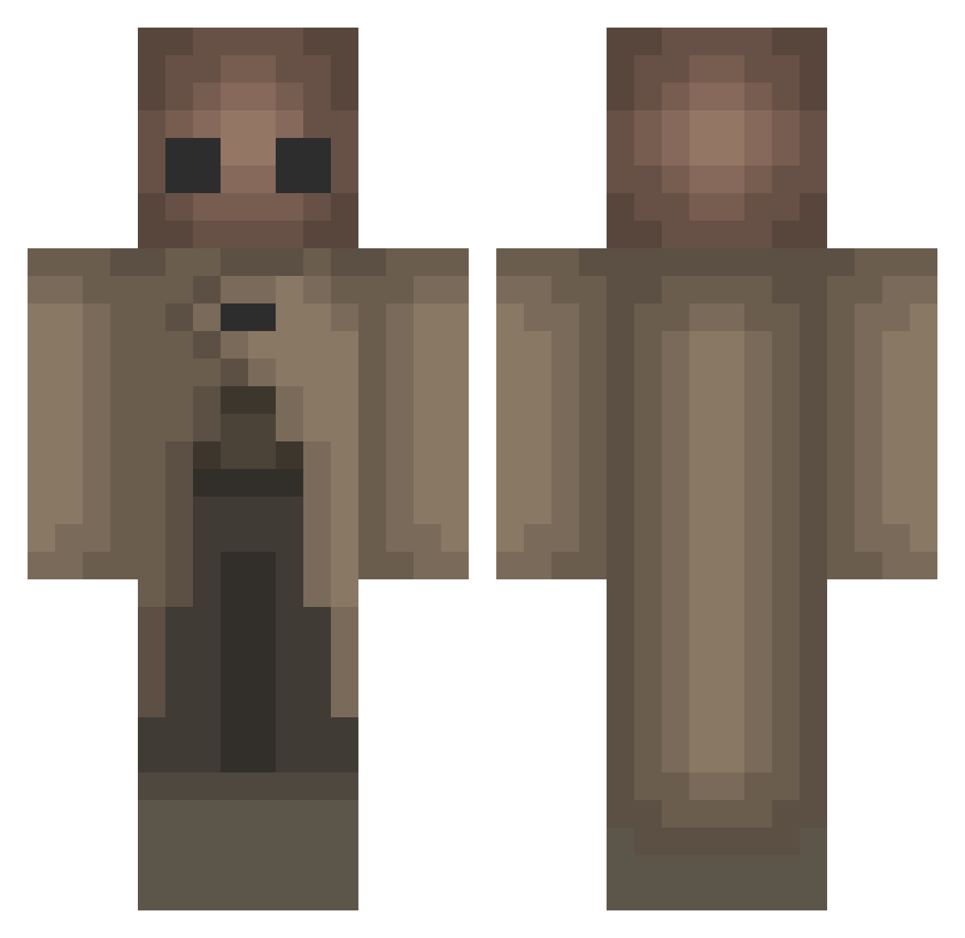 IdleZany Minecraft skin, front and back view