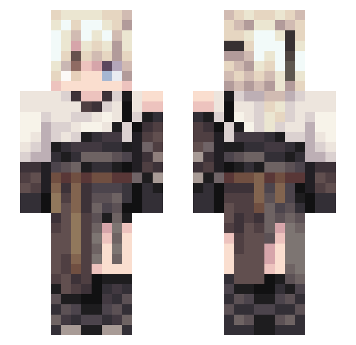 unsalty Minecraft skin, front and back view