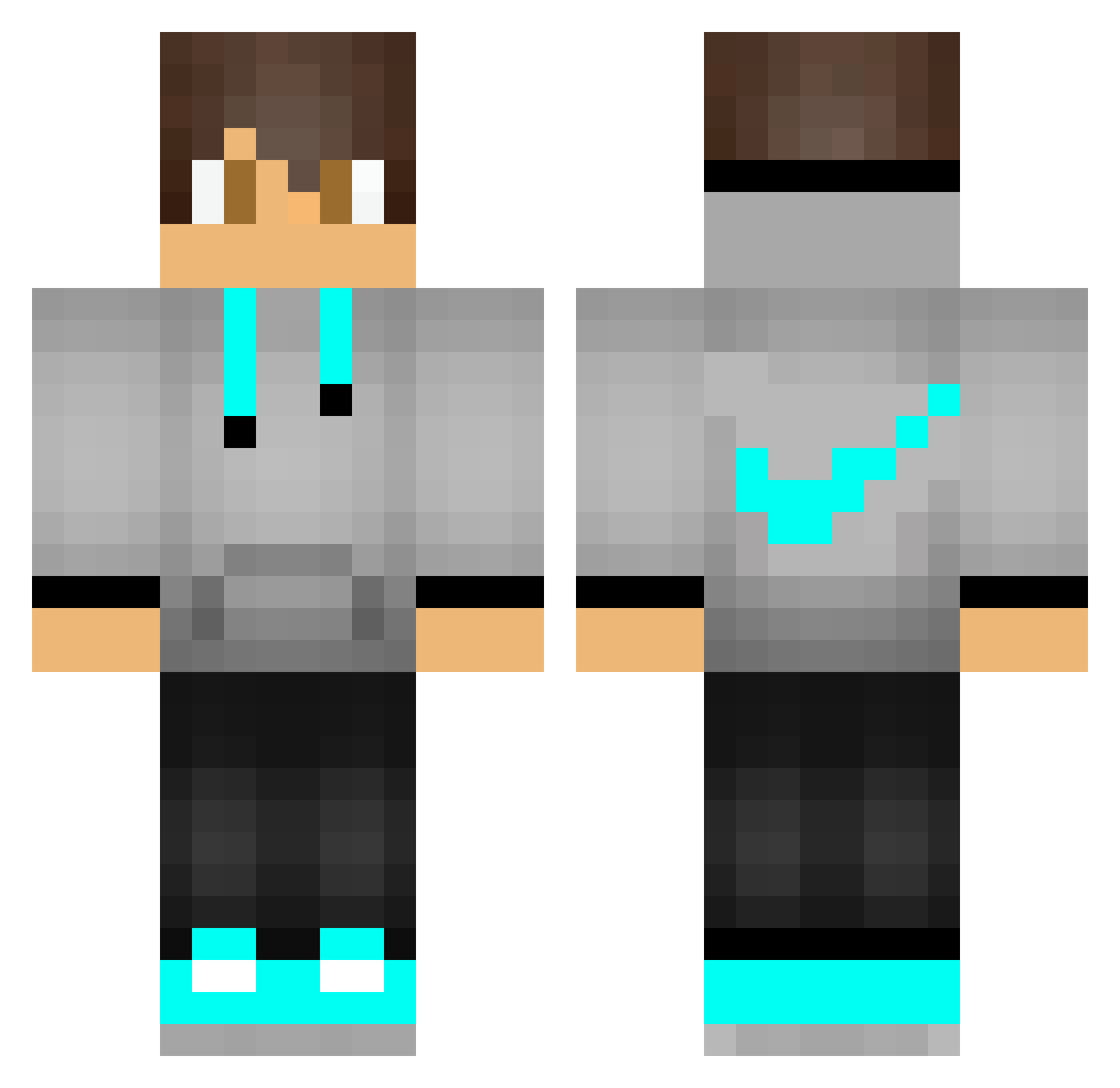ProAxon Minecraft skin, front and back view