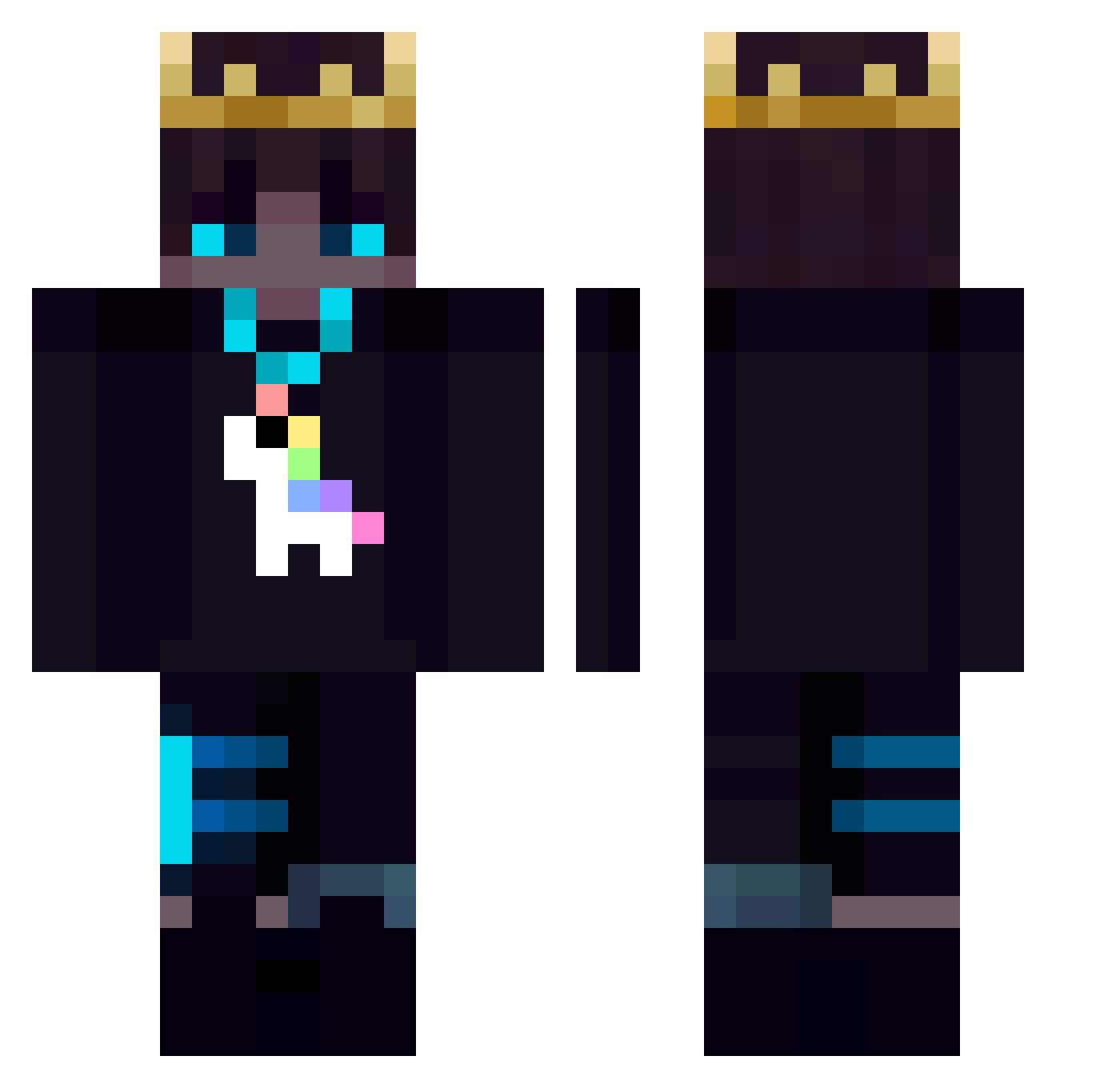 InvisibleKiller Minecraft skin, front and back view
