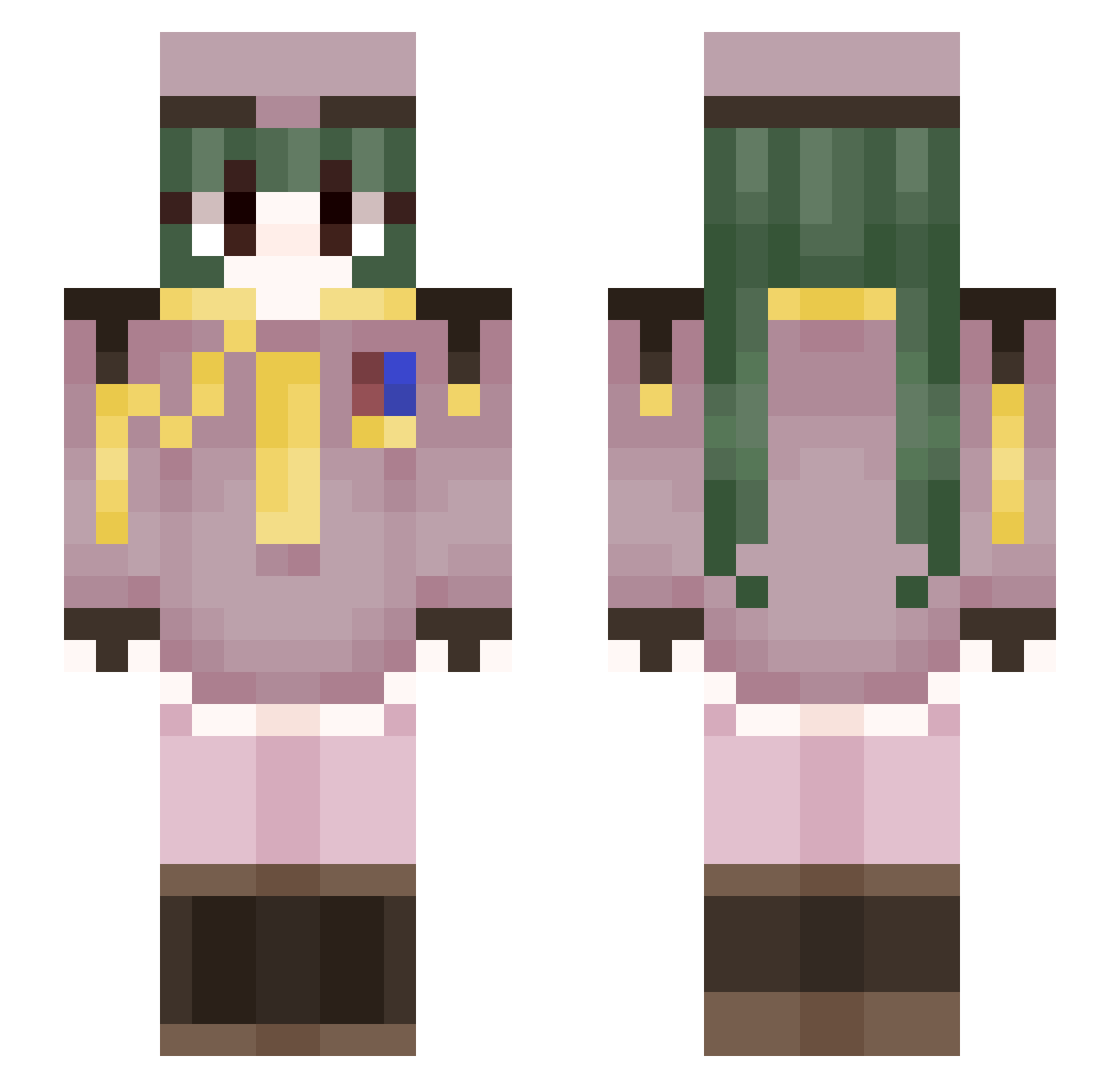 lzely Minecraft skin, front and back view
