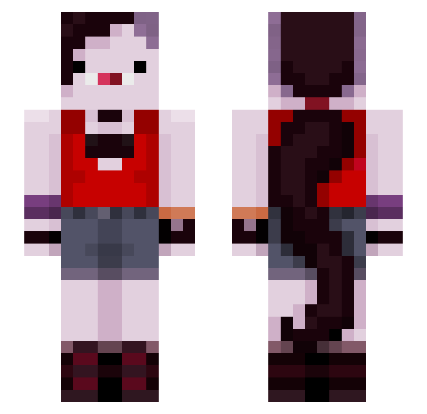 SocietyGrimm Minecraft skin, front and back view