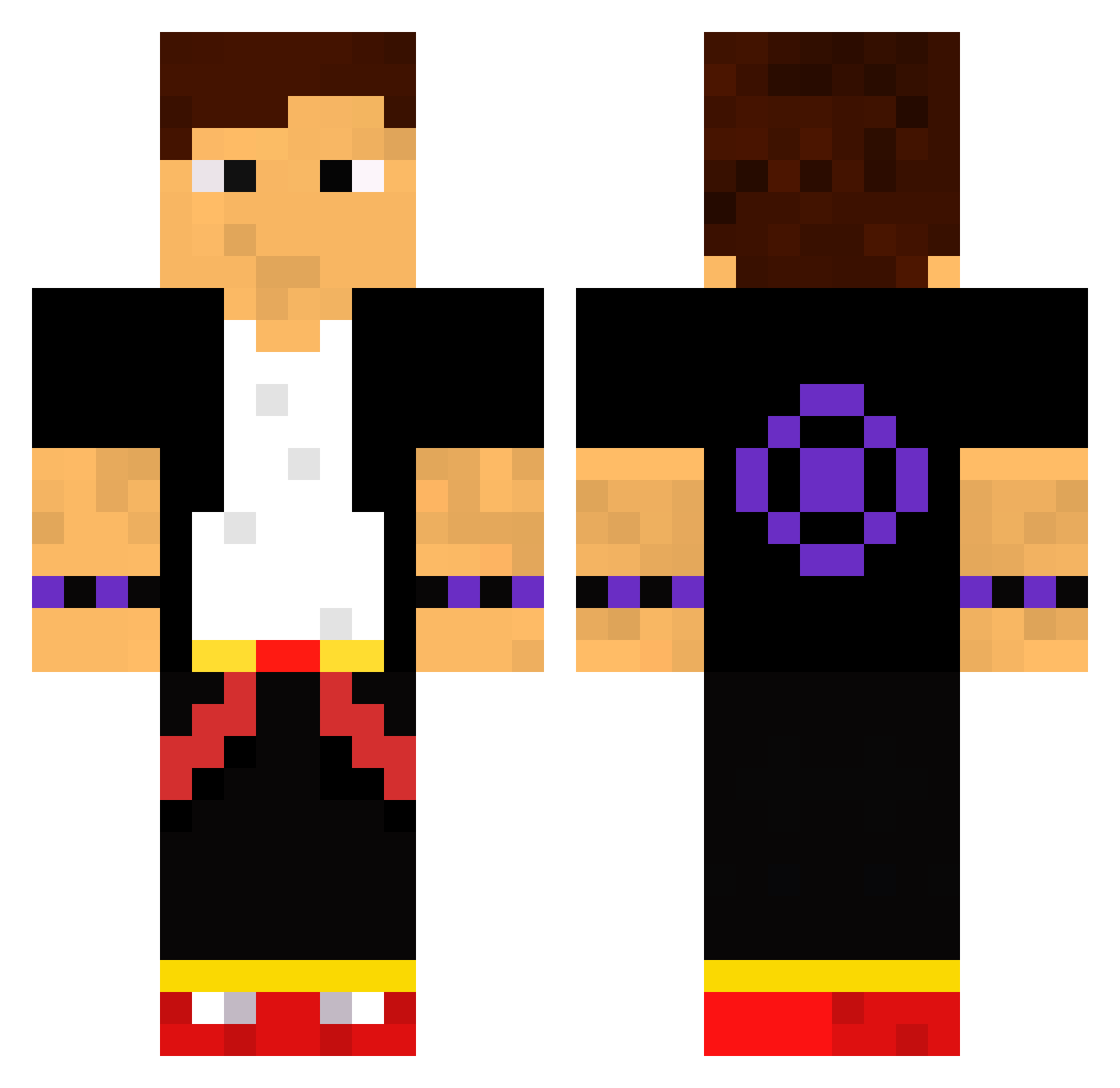 yanetop Minecraft skin, front and back view