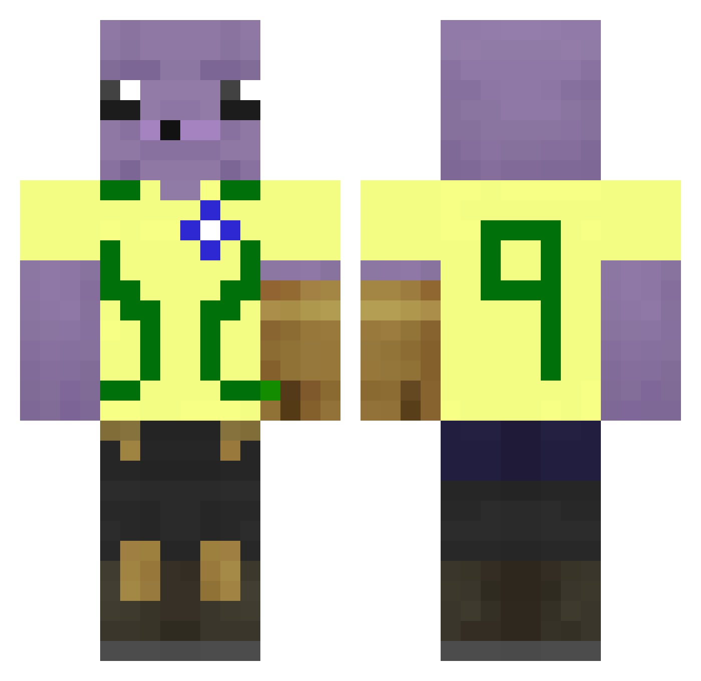 Jugueri Minecraft skin, front and back view