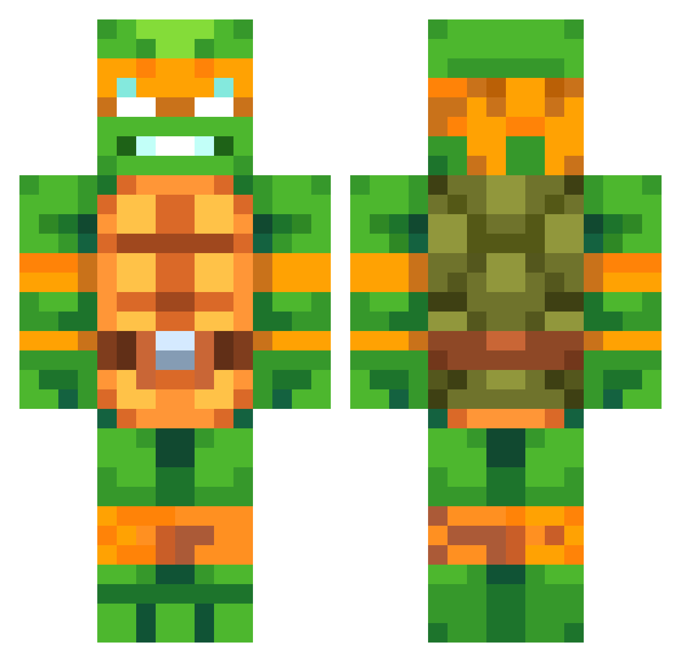 LostDen Minecraft skin, front and back view