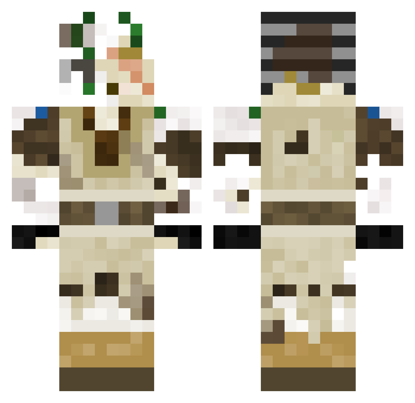 Bridgepin Minecraft skin, front and back view