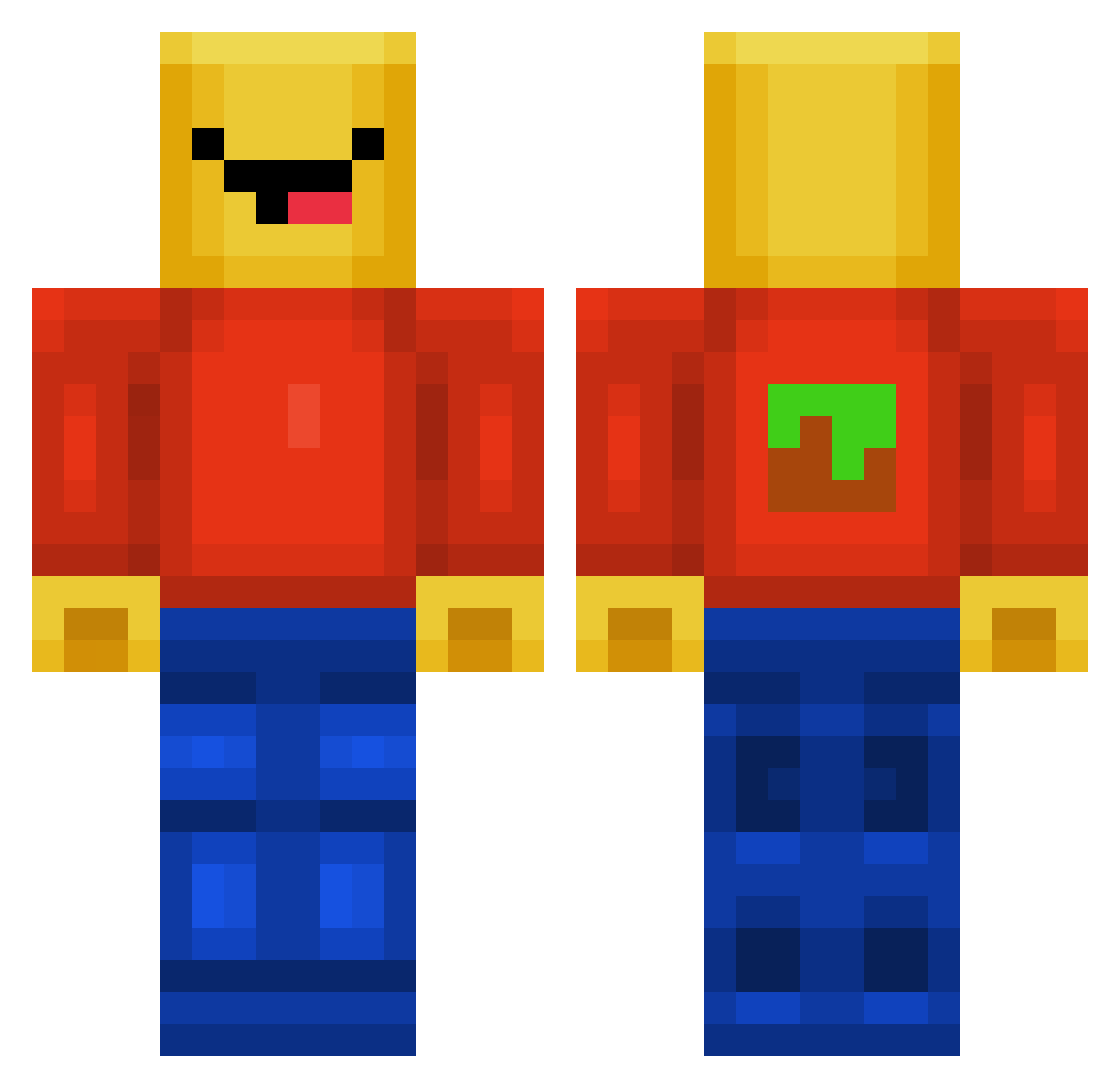 CrazyCG Minecraft skin, front and back view