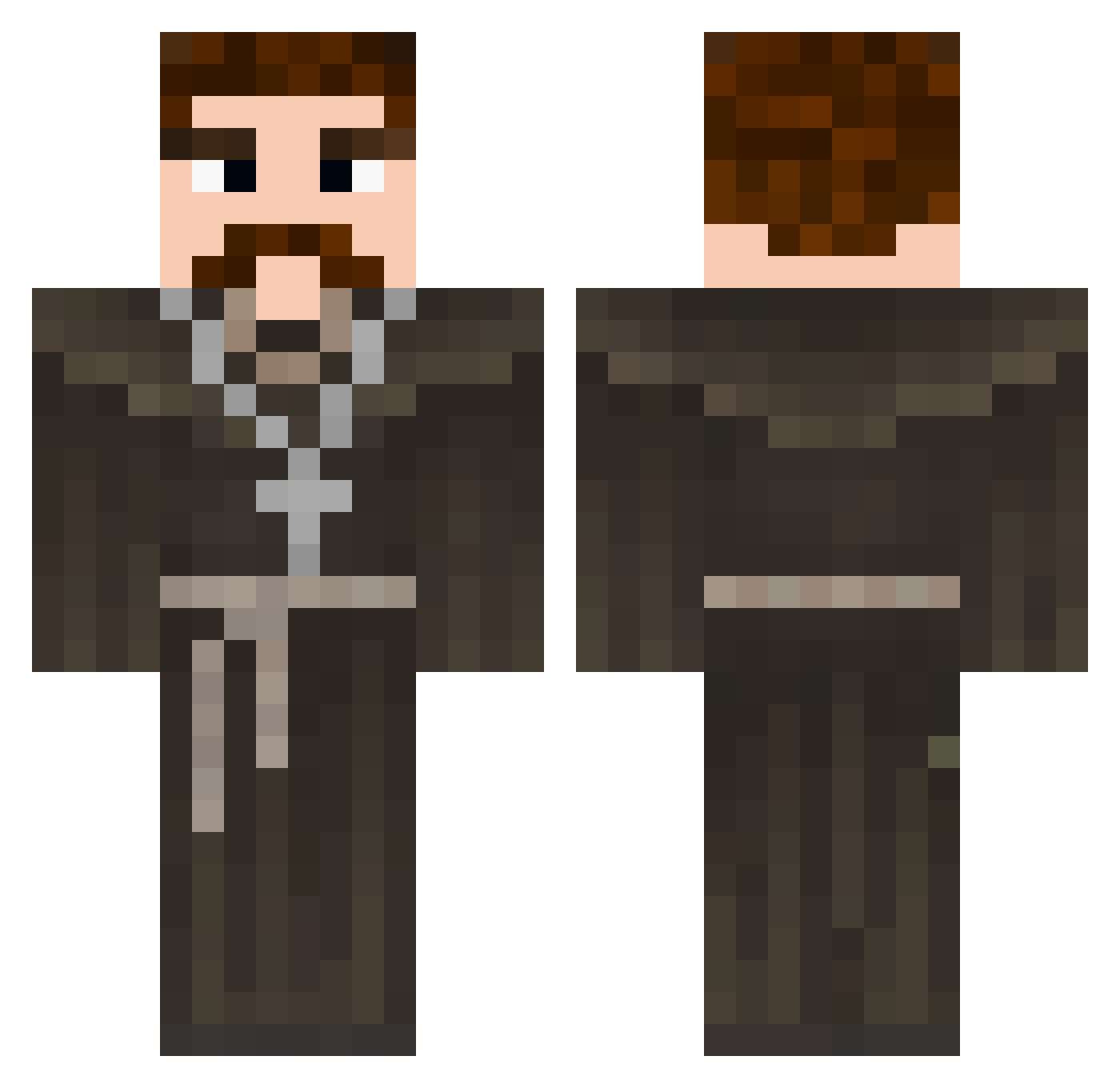 outguessed Minecraft skin, front and back view