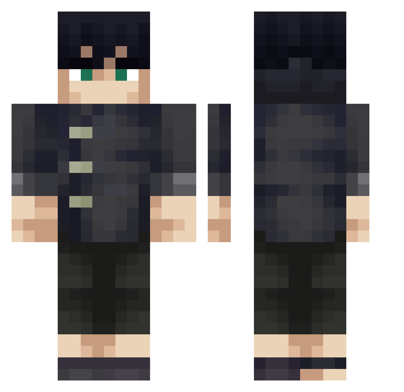 skibidibratek Minecraft skin, front and back view