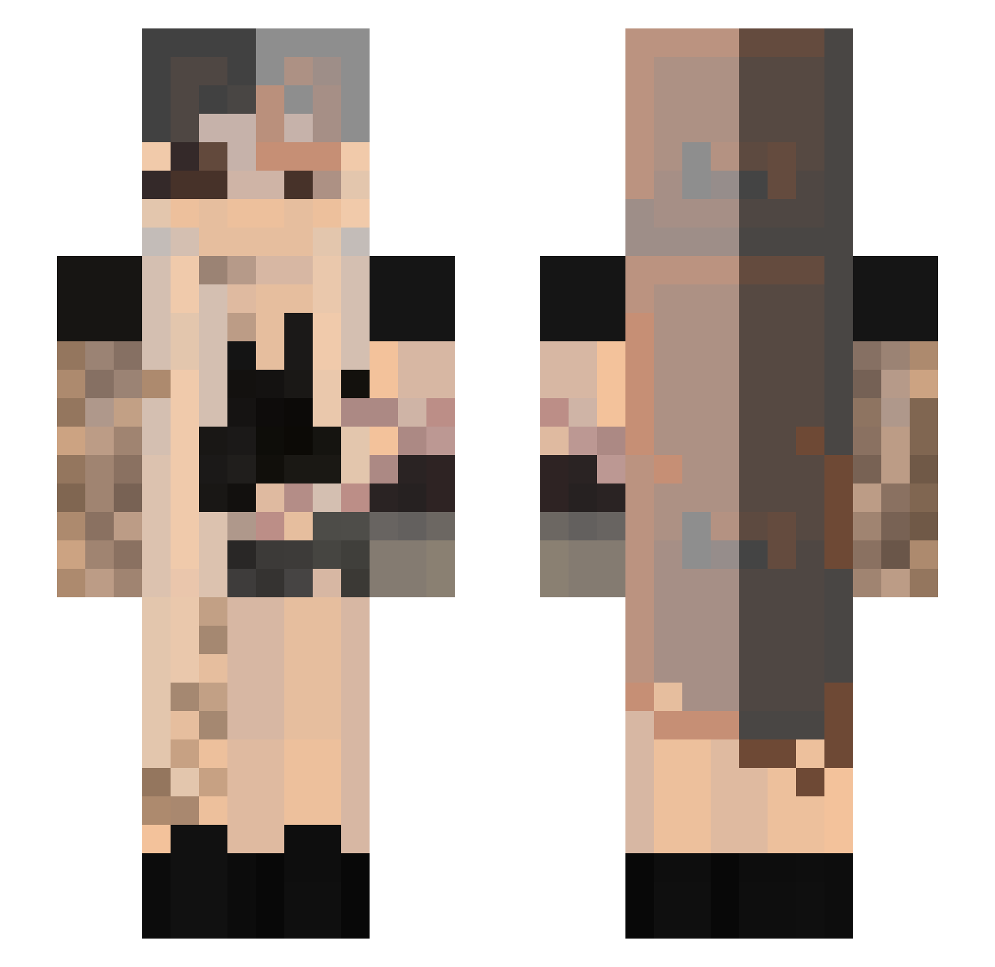 FentalityRp Minecraft skin, front and back view