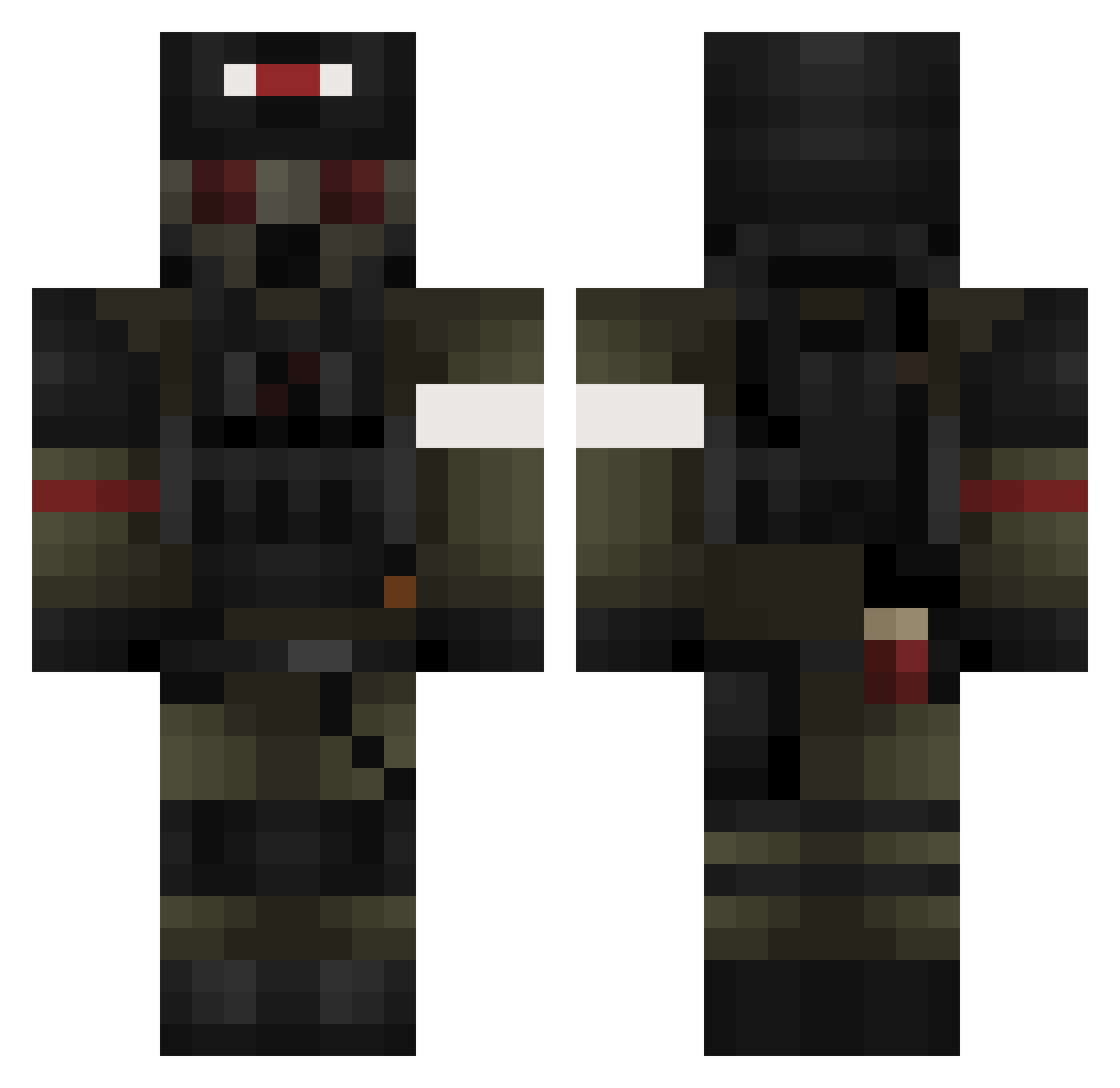 SevenRedSun Minecraft skin, front and back view