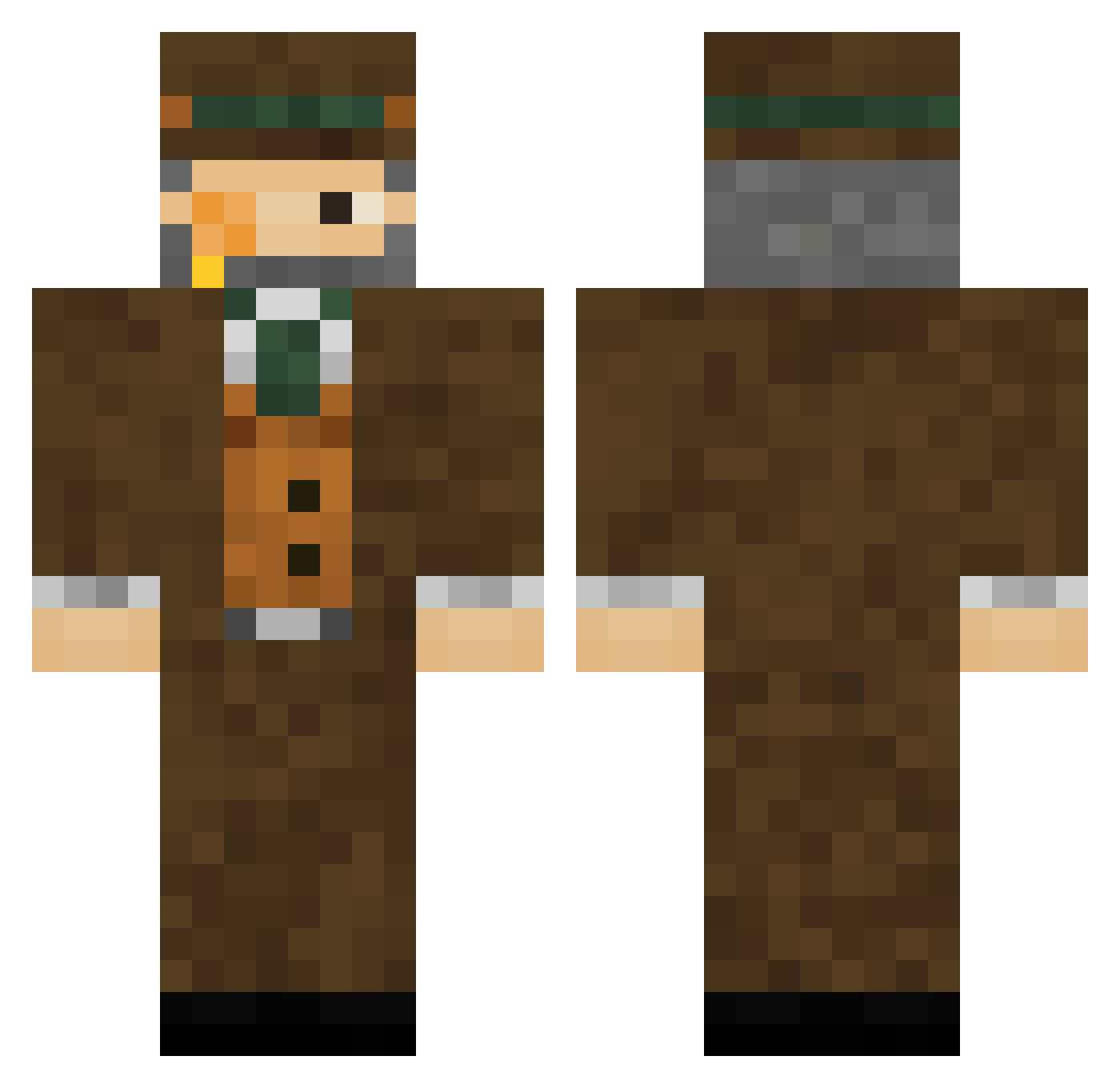 The_10th_Doctor Minecraft skin, front and back view