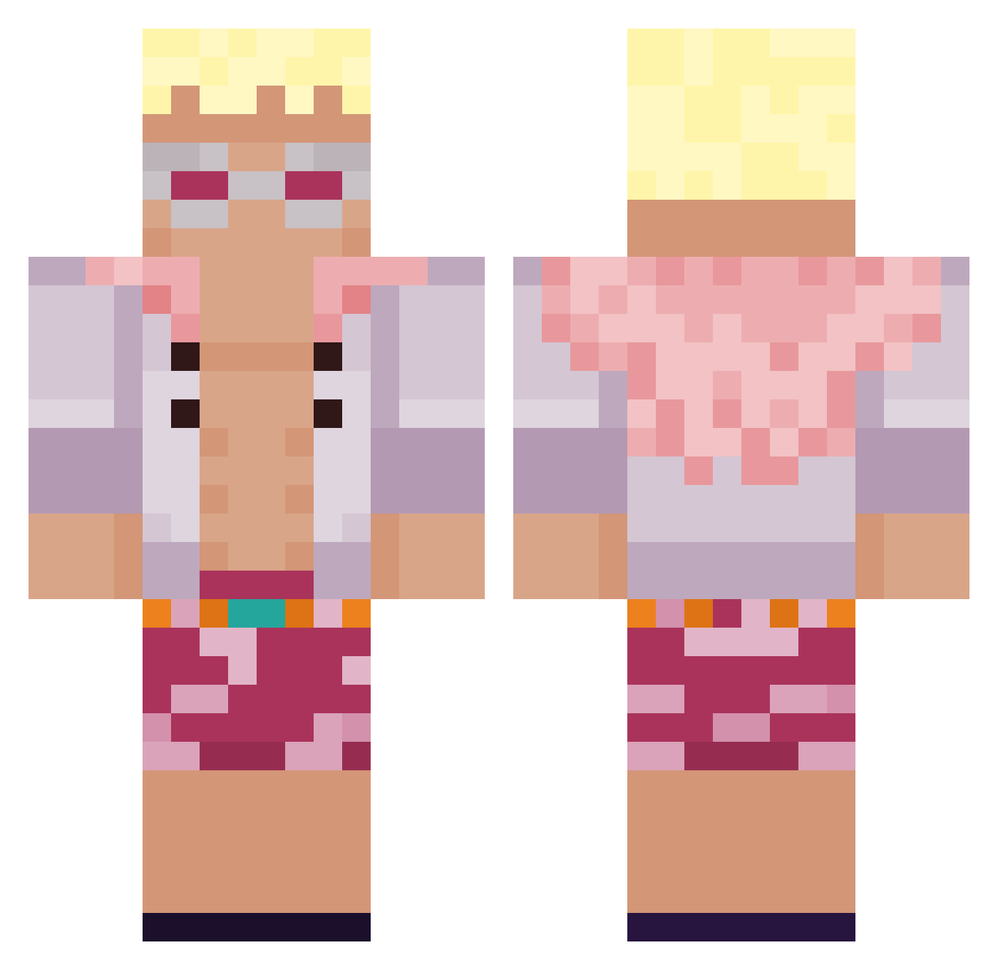 aronpaiky Minecraft skin, front and back view