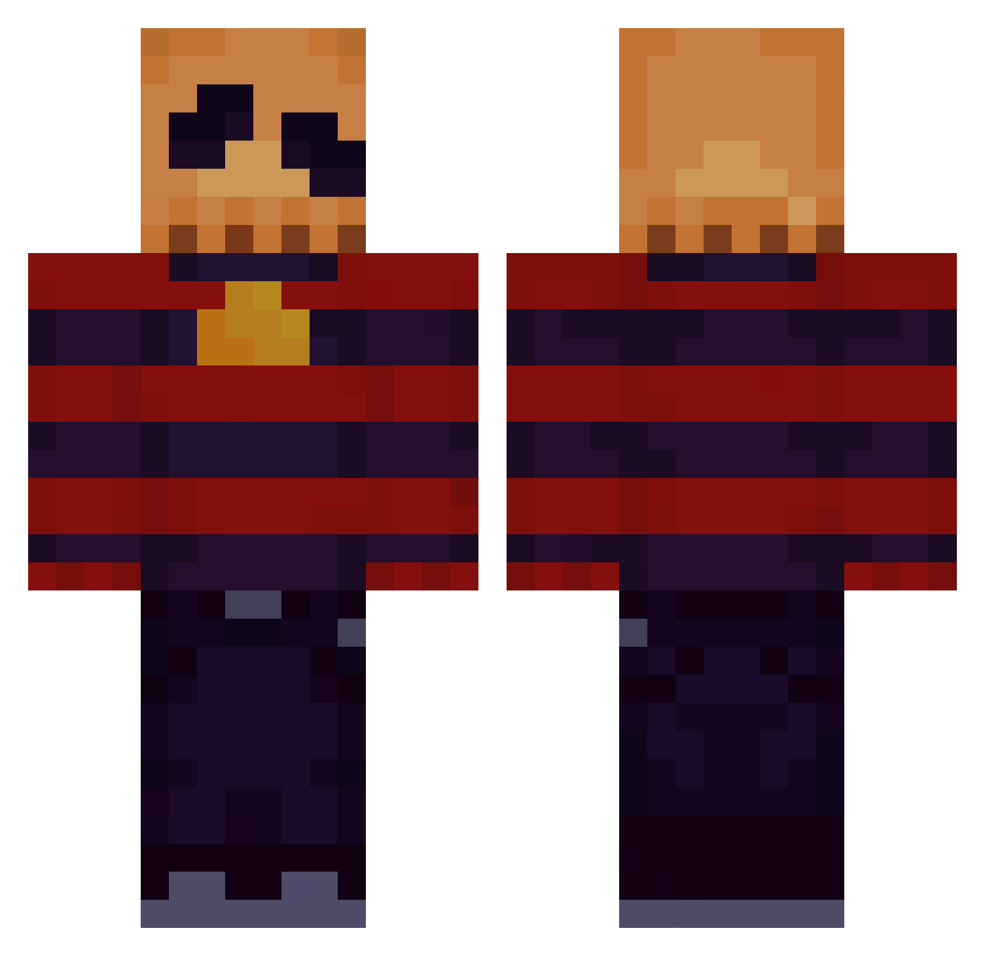 Kovithehardcore Minecraft skin, front and back view