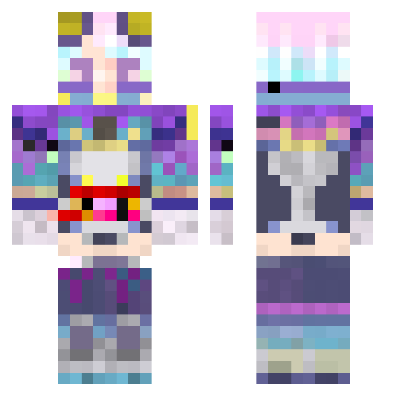 KyutieKills Minecraft skin, front and back view