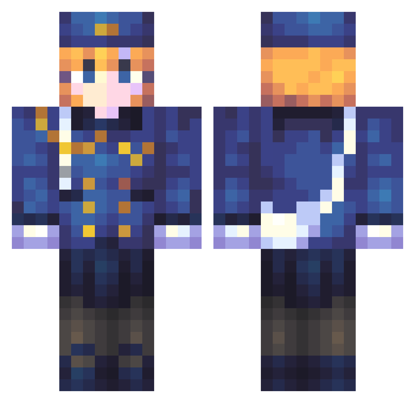Drakced Minecraft skin, front and back view