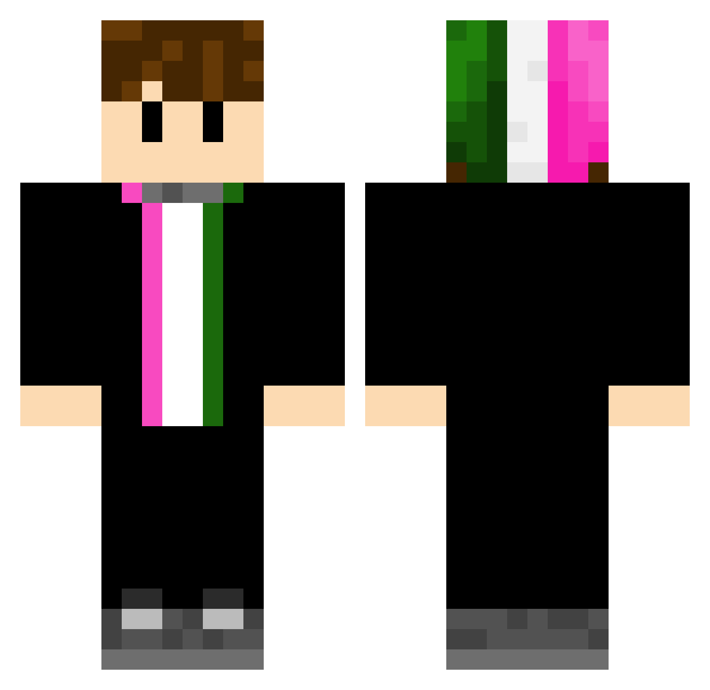 HighKeyNewfy Minecraft skin, front and back view