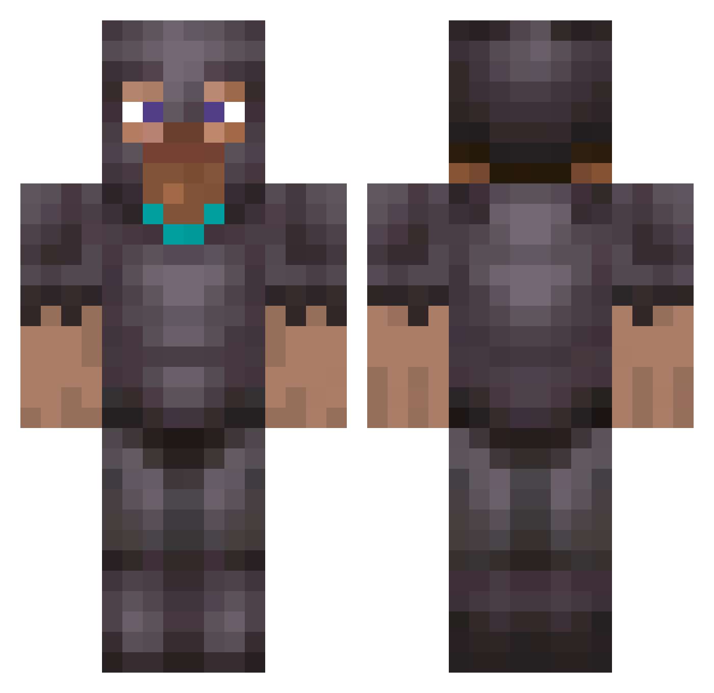 AnimalWriter134 Minecraft skin, front and back view