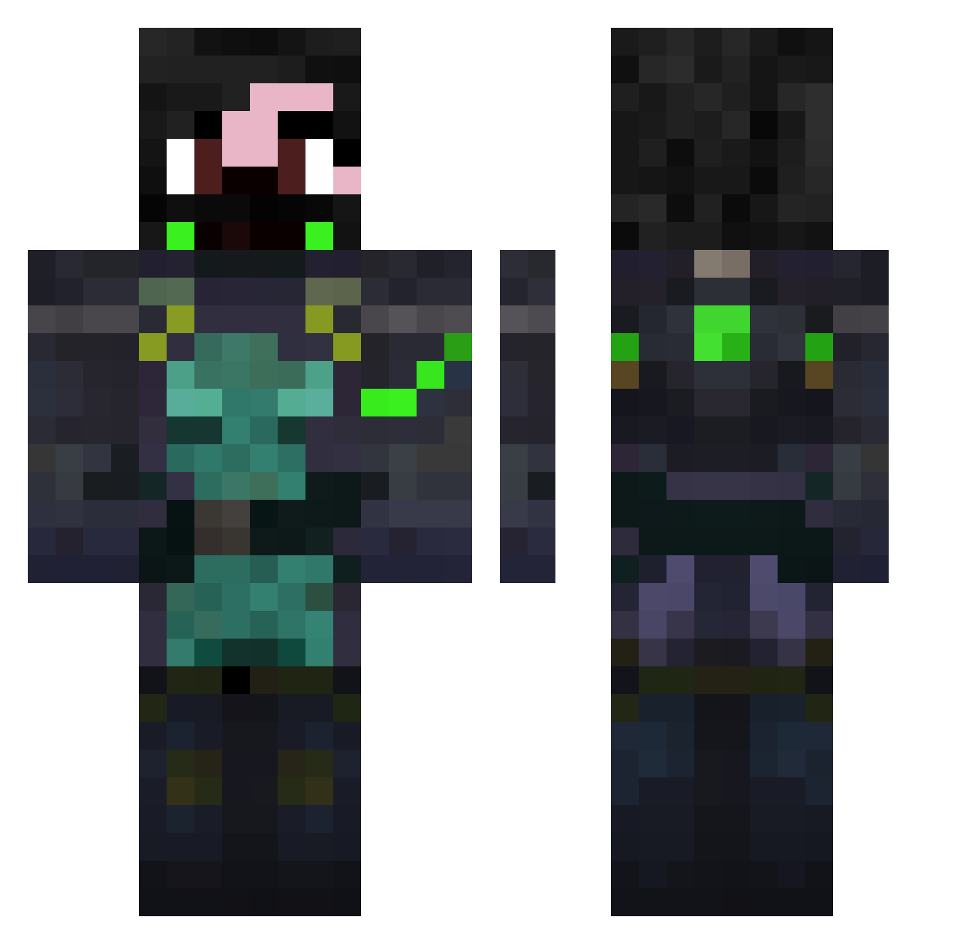 Kaponi Minecraft skin, front and back view