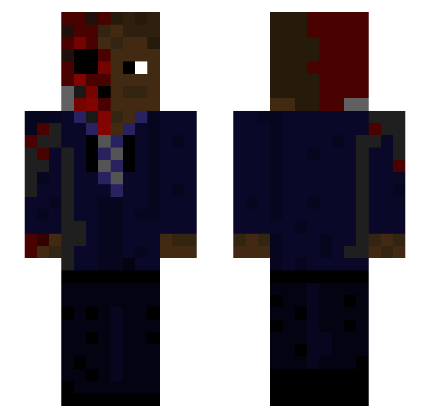 Underbrine Minecraft skin, front and back view