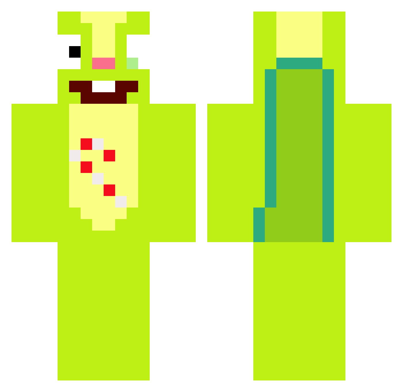 rekklass Minecraft skin, front and back view