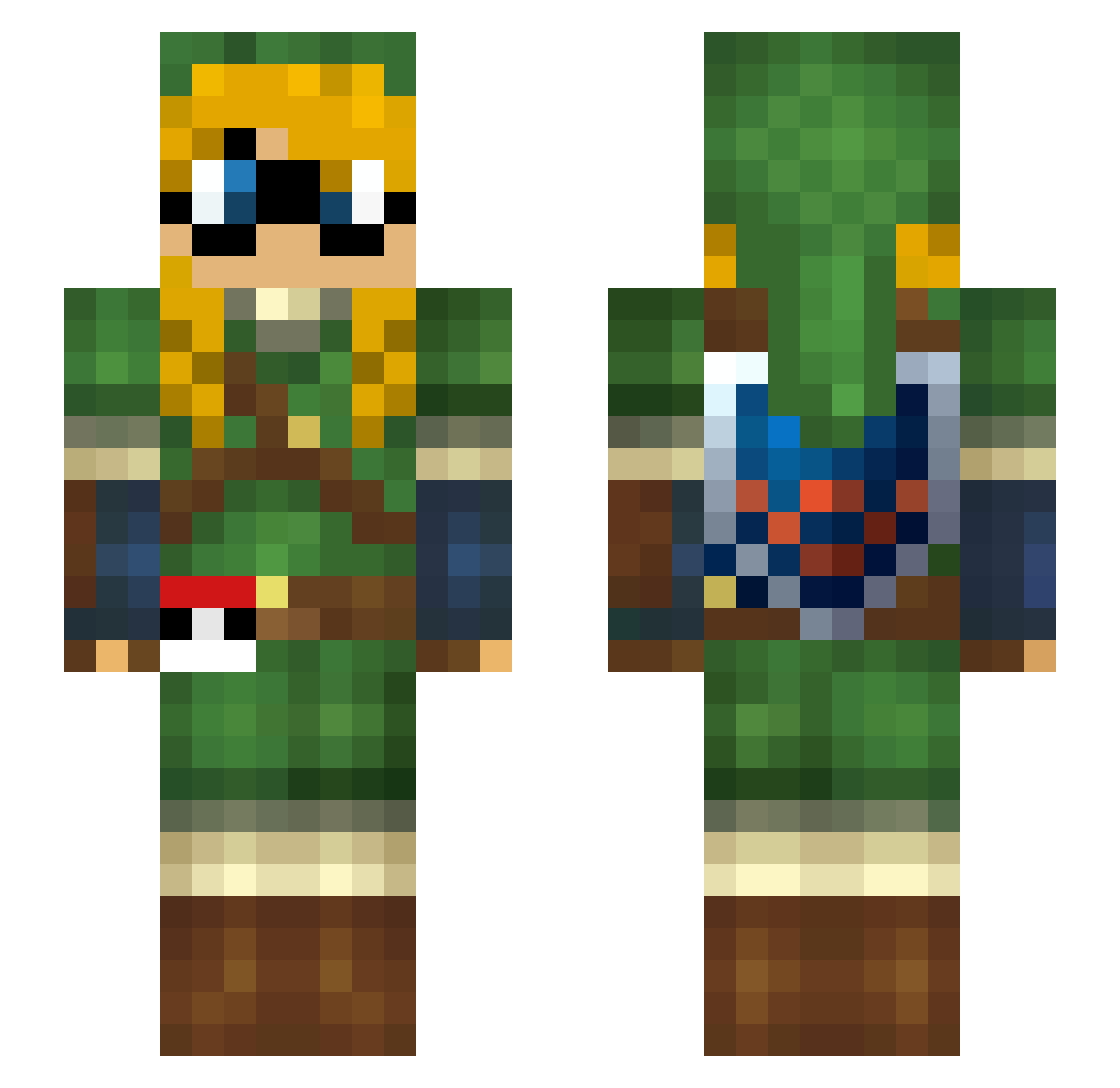 RedFlashdrive Minecraft skin, front and back view