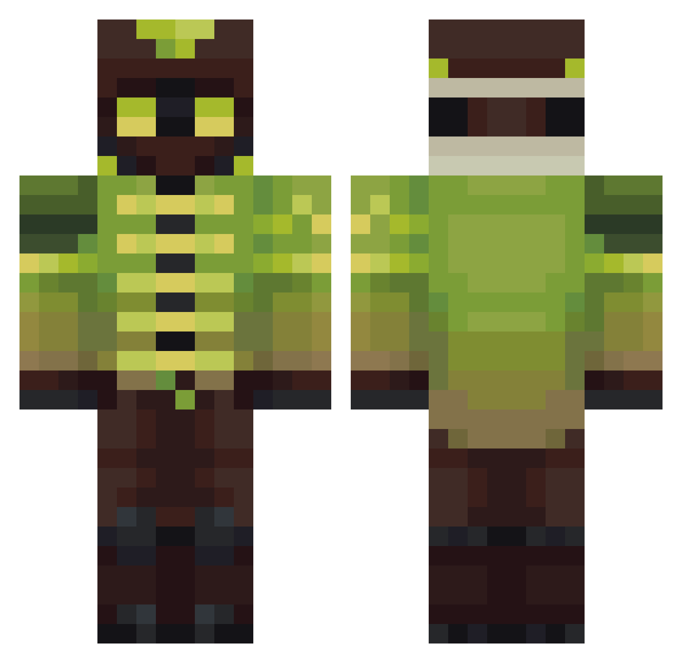 BugNeo Minecraft skin, front and back view