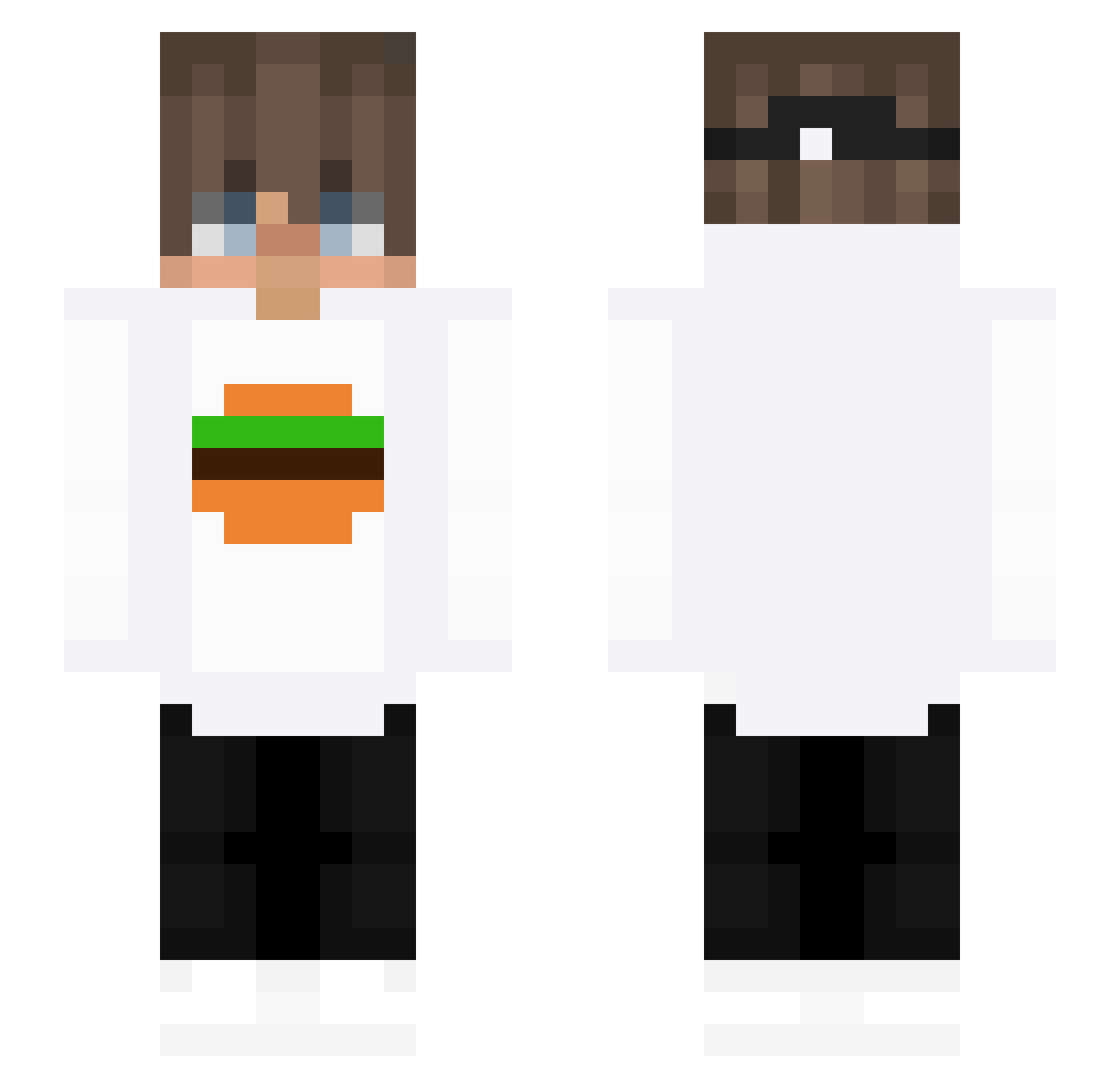 IAmAFatCow Minecraft skin, front and back view