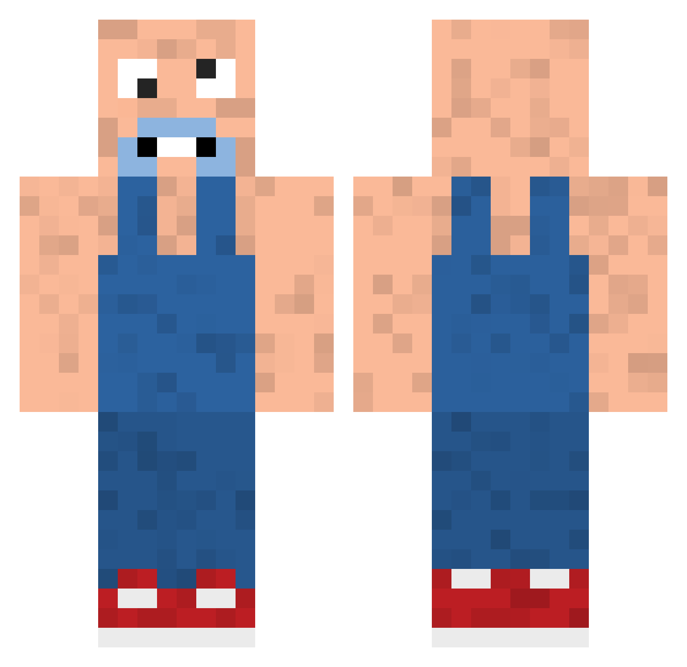Exact Minecraft skin, front and back view