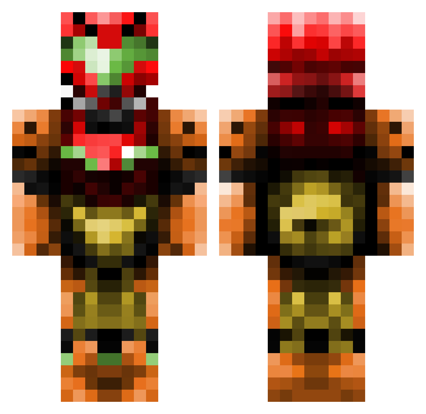 poussain Minecraft skin, front and back view