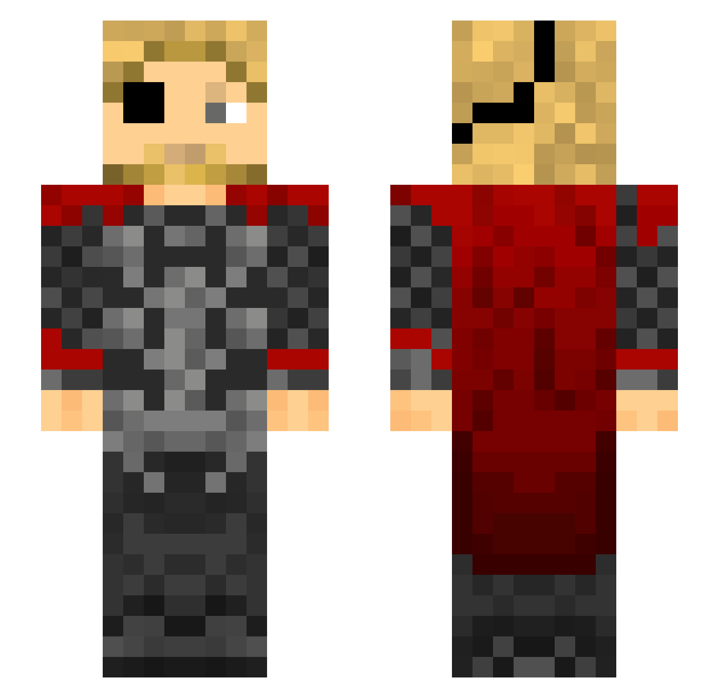 Triturator Minecraft skin, front and back view