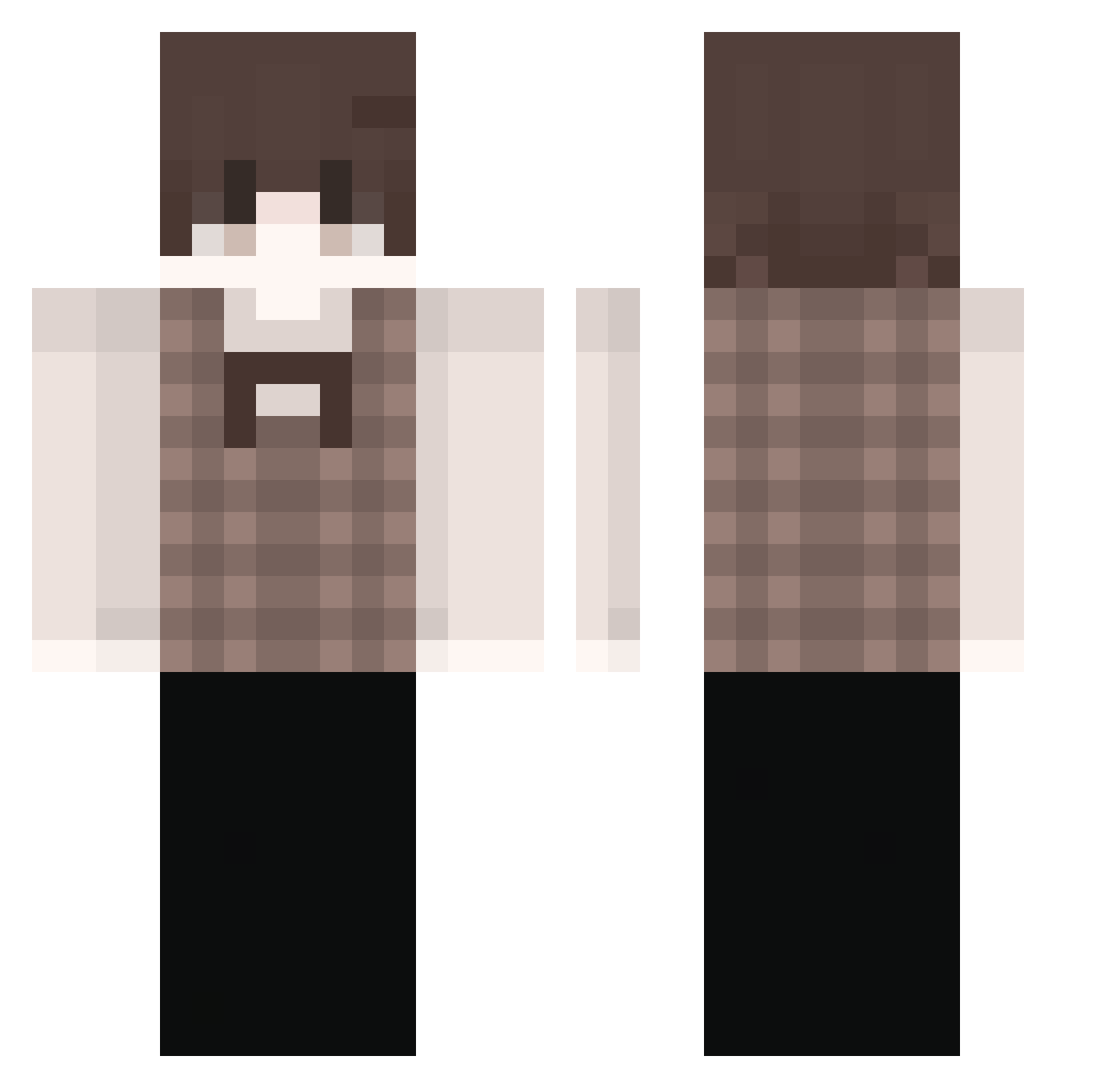 zxycc Minecraft skin, front and back view