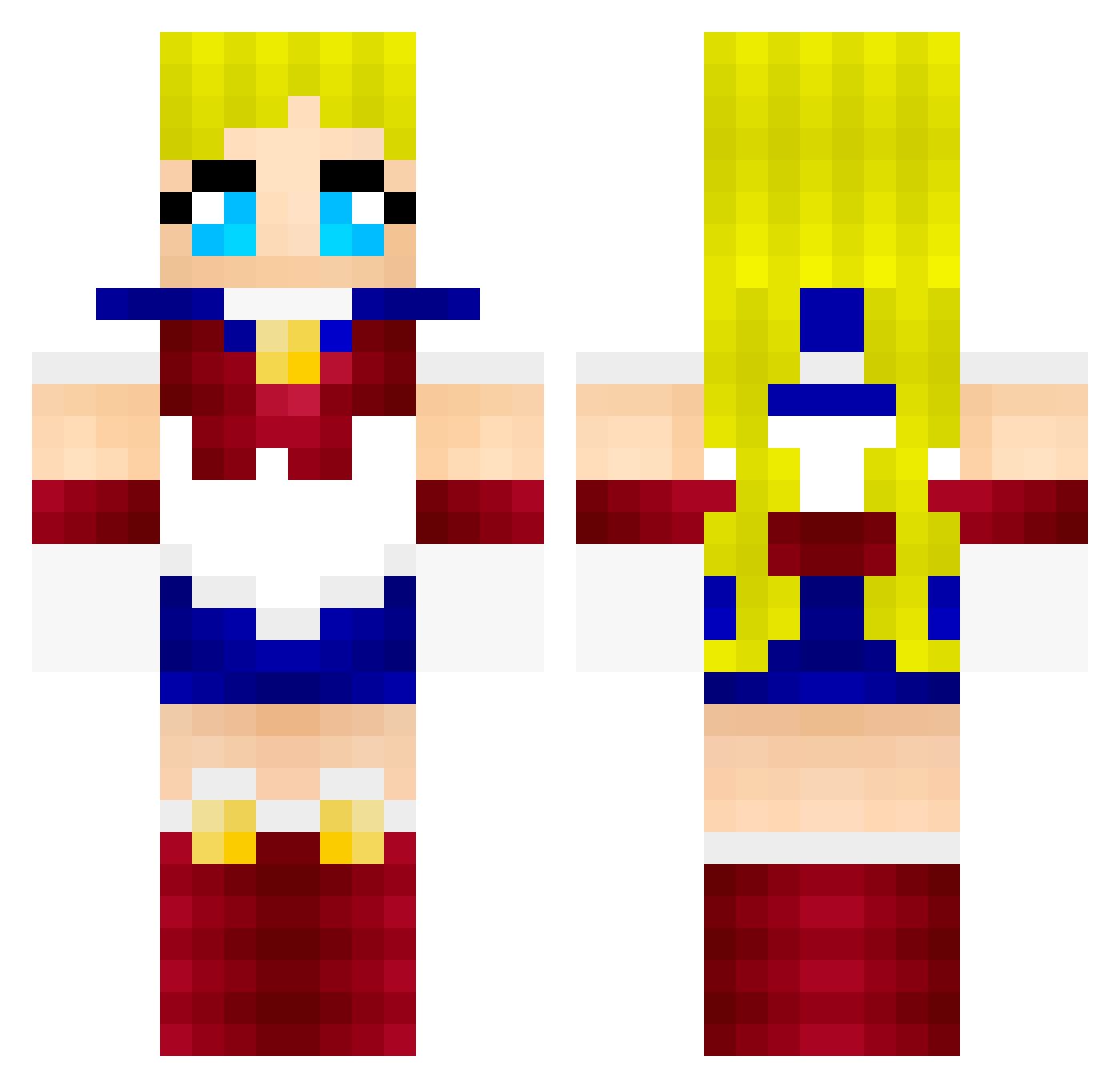Iridical Minecraft skin, front and back view